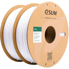 eSUN PLA+ filaments, 1,75 mm, 3D printera PLA Plus filaments, izmēru precizitāte +/- 0,03 mm, 1 kg uz spoles, 2 spoles 3D drukāšanas filamenta, auksti balts