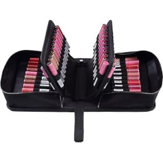 ROWNYEON Kosmetiktasche Make-up Fall Tragbarer Lippenstift Prüfer Fall Lippenstift Lager Fall Inhaber Organisation Mit Tragegriff Lippenstift Make-Up Tasche (70 Slot Goldenen Reißverschluss Schwarz)