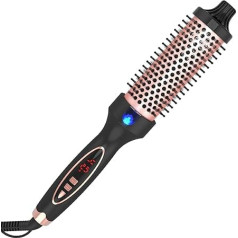 1,5 collu termiskā gludeklis Curling Iron Thermal Brush 1,5 collu dubultā sprieguma ceļošanai draudzīgs ar digitālo displeju Temperatūra Ceramic Tourmaline Ionic Fast Heated Round Bush Piemērots vidēji gariem un gariem matiem