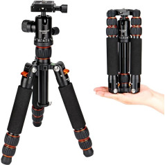 Koolehaoda Mini statīvs fotoaparātam Alumīnija 25 collas/63 cm portatīvs galda ceļojumu statīvs ar 360° lodveida galvu 1/4 collas Arca tipa QR plāksnīti DSLR kamerai, maksimālā slodze 10 kg -