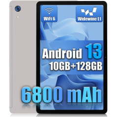 HotLight planšetdators 11 collu, Android 13 Octa-Core planšetdators, 10GB RAM + 128GB ROM (1TB TF), WiFi 6, planšetdatora skārienekrāns 2K, 2000x1200 FHD+IPS, Widevine L1, 5MP + 13MP, Bluetooth 5.0, 6800mAh (sudraba)