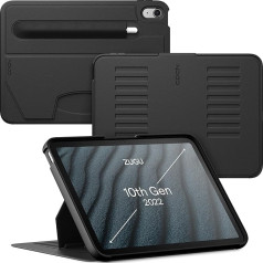 ZUGU iPad 10.9 Case 2022 10. paaudzes, plāns aizsargvāciņš, 8 leņķu statīvs, magnētiskais pildspalvas turētājs, automātiskā miega/modināšanas funkcija [ Black ]