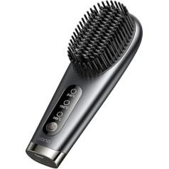 llano Hair Straightener Brush Wireless Straightening Brush Mini Hair Straightener Brush Safe Portable Straightening Brush for On the Go 3 Temperature Levels (Black Grey)