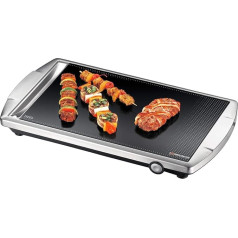 ROMMELSBACHER CERAN® Grill CG 2303/E - Pagaminta Vokietijoje, SCHOTT CERAN® Grillfläche, Temperaturen bis 380 °C stufenlos einstellbar, versenkbarer Knebel, Fettablaufrinne; Edelstahlgehäuse, 2000 Watt