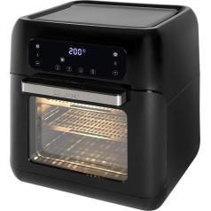 Clatronic FR 3747 H Hot Air Fryer, Four Insertion Heights for Optimal Baking Results, Oil and Grease Free, 11 Litres, Sensor Touch Control, LED Display, Black