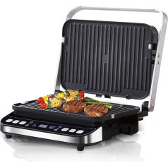 Contact Grill, Sandwich Maker, Waffle Iron, 180° Double-Sided Optigrill, Indoor Electric Grill, 6 Automatic Programmes, Intuitive Sensor, Touch Display, 2000 W, Grill with 4 Removable Plates (BCG02D)