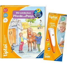 Ravensburger tiptoi rinkinys: Wieso? Weshalb? Warum? Wir entdecken Pferde und Ponies (Knyga vaikams) + 00110 tiptoi Der Stift, mokomasis žaislas vaikams