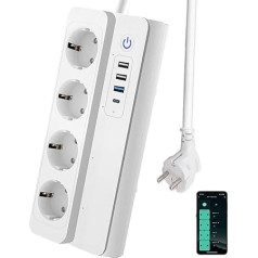 UseeLink Zigbee Smart Power Strip 3.0 с 4 портами переменного тока, 1 USB-C Fast Charger (PD 20W) и 3 USB-A, пульт дистанционного управления, голосовое управление, работает с