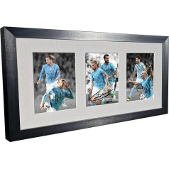 Parakstīts Black 2022/23 Manchester City - Erling Haaland - Phil Foden - Jack Grealish - Kevin De Bruyne - Silva - Gundogan Autograph Photo Frame Football Poster Gift