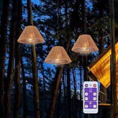 YIKEGE LICHT 3 x Boho rotangpalmas lampa, Vintage piekaramā lampa ar akumulatoru, akumulators, spuldze, griestu gaisma, bez elektrības, elektrības pieslēgums, āra apgaismojums, āra laternas, laternas, laternas, laternas