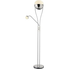 Trio Leuchten LED Stehleuchte 478310206 Chris, Metall chrom, Acrylschirm, 22 Watt & 3,8 Watt LED, 52 x 30 x 180 cm