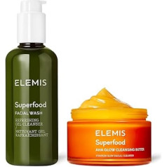 Elemis Superfood Aha Glow attīrošs sviests 90G ar Superfood sejas mazgāšanas līdzekli 200 ml