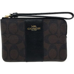 Coach sieviešu rokassprādze ar rāvējslēdzēju ar rāvējslēdzēju Corner Zip Wristlet in Signature Canvas