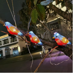 SUAVER Solar Fairy Lights Outdoor Pack of 5 Acrylic Bird Fairy Lights Solar Lantern Waterproof Decoration Garden Lighting with Clip for Lawn, Patio, Summer Festival, Holiday (Red Yellow)