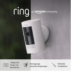 Ring Outdoor Kamera (Ring Stick Up Cam Battery), Weiß, Funktionert mit Alexa + Der neue Echo Show 5 (3. Gen.) | Antracīts - Smart Home-Einsteigerpaket