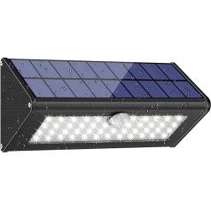 Licwshi Solarleuchte für Außen 4500mAh Schwarz Aluminiumlegierung 120 ° Infrarot Bewegungssensor, wasserdicht IP65 Solarleuchten mit 4 intelligenten Modi für Garten, Tor, Wall- weißes Licht