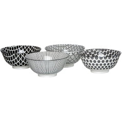 Ritzenhoff & Breker Takeo trauku komplekts, 4 daļas, 15,5 cm diametrs, 650 ml, porcelāna trauki, melns un balts