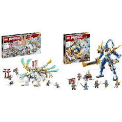 LEGO 71786 LEGO 71786 Ninjago Zanes Ledus pūķis, konstruēšanas un spēļu komplekts ar pūķi un 6 minifigūriņām un 71785 Ninjago Jays Titan-Mech