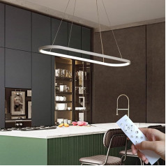 DIDADIDA Piekaramais apgaismojums Ēdamgalds Oval LED lampa Dimmable Piekaramā lampa ar tālvadības pulti Ēdamgalds Lampa Piekaramā lampa Piekaramā lampa virtuves birojam Piekaramā lampa Regulējams augstums / laika iestatīšana / atmiņa