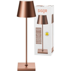 SIGOR Nuindie Dimmable LED akumulatora galda lampa iekštelpās un ārpus telpām IP54 Splashproof augstums 38 cm uzlādējama ar Easy Connect 12 stundu apgaismojuma laiks Bronzas krāsā