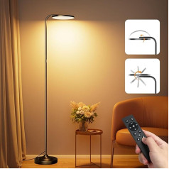 SIBRILLE 36 W LED stāvlampa ar regulējamu apgaismojumu, īpaši spilgta, moderna stāvlampa viesistabai ar tālvadības pulti, 3000 K - 6000 K, rotējošs LED lasīšanas lampa, stāvlampa, stāvlampa viesistabai, guļamistaba, guļamistaba