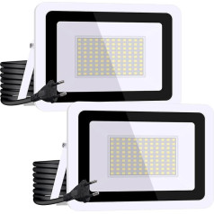 MIWATT Pack of 2 100 W LED Ultra Thin āra prožektori, 7200 lm, īpaši spilgti LED prožektori, IP68 ūdensizturīgs āra prožektors, prožektors pagalmam, garāžai, sporta laukumam