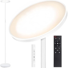 OUTON stāvlampa LED, 30 W, 3000 lūmenu, moderns stāvlampas gaismeklis ar 4 krāsu temperatūrām, tālvadības pults un skārienjūtīga vadība, 1H taimeris viesistabai, guļamistabai, birojam, balts