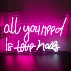 Looklight All You Need is Nails Neon Signs Nail Neon Sign for Wall Decoration, Pink LED Sign Neon Light Signs USB Neon Lights for Bedroom, Beauty, Nail Room, Salon, Spa, Bar, Party