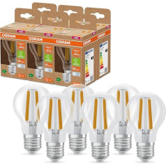 OSRAM Superstar+ Classic A FIL 100 LED spuldze, E27, 7,2 W, 1512 lm, 4000 K, vēsā baltā gaisma, ilgs kalpošanas laiks, līdz 60 % enerģijas ietaupījums salīdzinājumā ar standarta LED spuldzēm, 6 gab. iepakojumā