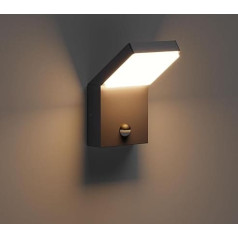 Klighten āra sienas LED gaisma ar kustības sensoru, 24 W āra lampa, IP65 ūdensizturīgs sienas apgaismojums, iekštelpu āra sienas apgaismojums, āra apgaismojums gaitenim, terasei, ieejai, melns, silti balts, 3000 K