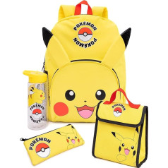 Pokemon Pikachu mugursoma komplekts bērniem 4 gabali pusdienu kārba ūdens pudeles komplekts