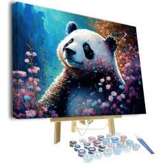 TISHIRON Animals DIY Paint by Numbers Adults Panda and Flowers Adult Paint by Numbers Kits with Brushes Acrylic Painting Crafts for Adults Children 40 x 50 cm (Frame)