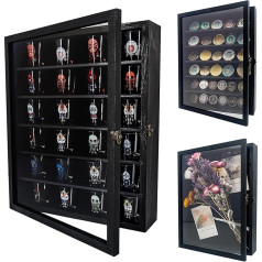 FramePro Large Shadow Box Display Case Frame with Glass Window Door 3D Picture Frame Memorabilia Medaļas Atmiņas kaste - melna (30 x 41 cm)