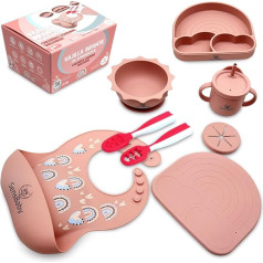 SENSBABY Blw Accessories Baby - Baby Crockery Set, Baby Crockery Set, Baby Crockery Set with Suction Cup, Baby Plate Set, Casual Crockery Set Baby, Crockery Set Baby