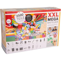 Rayher XXL Mega Craft Box, 2500 gabaliņu, bērnu rokdarbu komplekts, radošais komplekts, šenila stieple, pomponi, spalvas, spalvas, vīgriešu acis, fices un daudz kas cits, rokdarbi bērnu dzimšanas dienas svinībām, 69251000