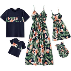 PATPAT Parent-Child Clothes Set, Mother and Daughter Dresses and T-Shirts for Dad and Son, Summer Beach Holiday Style