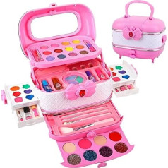 Makeup Set for Girls, Kids Makeup Set, 26 Pieces Real Play Makeup for Girls, Interactive Preschool Learning Activities, Kids Cosmetic Set with Box for Girls from 3 Years