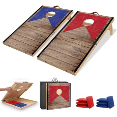 NZQXXJXZ Salokāms Cornhole spēle Āra Cornhole somas ar 8 pupiņu maisiem un pārnēsāšanas somu pagalmam, zālienam, pludmalei 2-in-1 kempinga āra spēļu komplekts