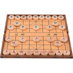 2 spēlētāju ķīniešu šaha spēļu komplekts Dižskābarža koka portatīvais Xiangqi ar salokāmu galdu galda stratēģijas galda spēle (A, 3,8 cm/1,5 collas)