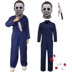 Michael Myers kostīms bērniem Halloween Cosplay Michael Myers maska šausmu slepkava Jumpsuit kombinezonu kostīms rekvizīti ar nazi zēniem Gilrs zēniem