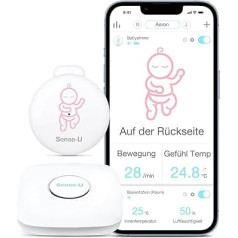 Sense-U Smart Baby Monitor 3: reāllaika paziņojumi par vēdera kustībām, miega pozīciju, temperatūras un mitruma stāvokli, jebkurā laikā un jebkurā vietā, bērnu monitors ar bāzes staciju (rozā)