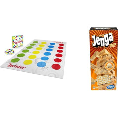 Hasbro Gaming 98831398 Spēļu spēle Twister, ballīšu spēle ģimenēm un bērniem, Twister spēle no 6 gadiem & A2120EU4 - Jenga Classic, bērnu spēle, kas veicina reakcijas ātrumu, no 6 gadiem