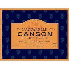CANSON Héritage akvareļkrāsas spilventiņš 31 x 41 cm 20 lapas 640 g/m², smalkgraudains