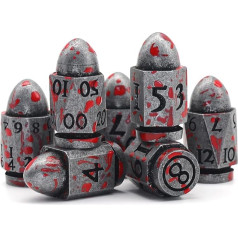 HNCCESG Ball DND Dice 7 gabali ar kastīti, Dungeons and Dragons Dice Set Metāla spēļu kauliņš D&D Dice Polyhedral Dice Set DND Dice Set (Ball Antique Splitter Blood Stain)