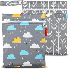 HOMYBABY® Wet Bag [x2] - Ūdensnecaurlaidīga auduma maisiņi - Wetbag Nursery - Wetbag Cloth Nappies - Wet Bag Nursery - Veļas maisiņš bērnu kartes, komplekts C, drēbju maisiņš