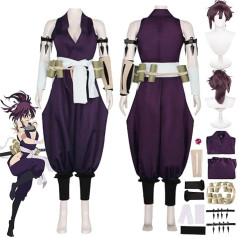 Tjmiaohao Anime Jigoku Raku Yuzuriha Cosplay kostīms tērps lomu spēle Violeta uniforma Parūka galvassega Pilns komplekts Halloween karnevāla puse saģērbt uz augšu Suit sievietēm meitenēm