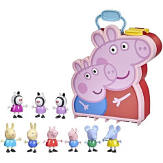 Peppa Pig Peppas Piedzīvojums Mallette Peppa, Džordžs un viņas draugi pirmsskolas rotaļlieta, 9 figūriņas ar māsām Zebrām