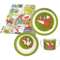 Sigikid Melamine Crockery Set Fox Forest Green Christening Gift Idea Birthday (Green)