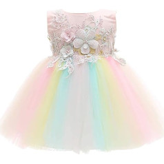 KRUIHAN Maza meitene Kristību dzimšanas dienas kleita Zīdaiņu pilnmēness līgavas draudzene Rainbow Princess Lace Tutu Lieldienu vakara ballīte Kāzu kleita, varavīksne