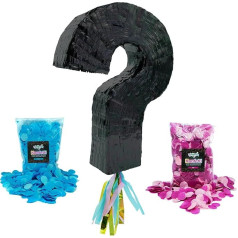 Zēns vai meitene Pinata spēle dzimumu atdzimšanas un bērnu svētku pusei Izmērs: 46 x 37 x 9 cm Pinatas jautājuma zīme Meitene Zēns Bērni detektīvs Policijas puse Dekorēšana Izdevums: Pinata ar konfeti